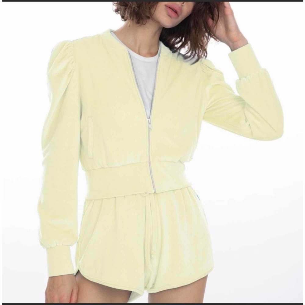 Generation Love Revolve Blair Bomber Puff Sleeves Sweater Yellow Size XL